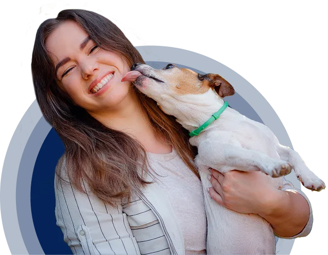 A pet parent with their emotional support animal at home